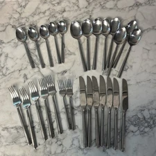 27 pieces Lot Hampton Silversmiths Stainless Hexagon RITZ  FORKS  KNIVES SPOONS