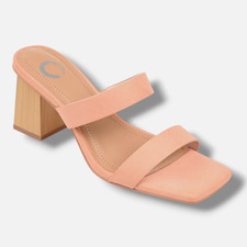 Journee Collection Women's Pink Nolla Square Toe Sandals Shoe Size: 9