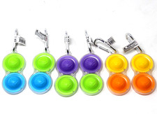 6 Fat Brain Toys Simpl Dimpl , Popping Fidget Keychain Clear Blue Green Orange..