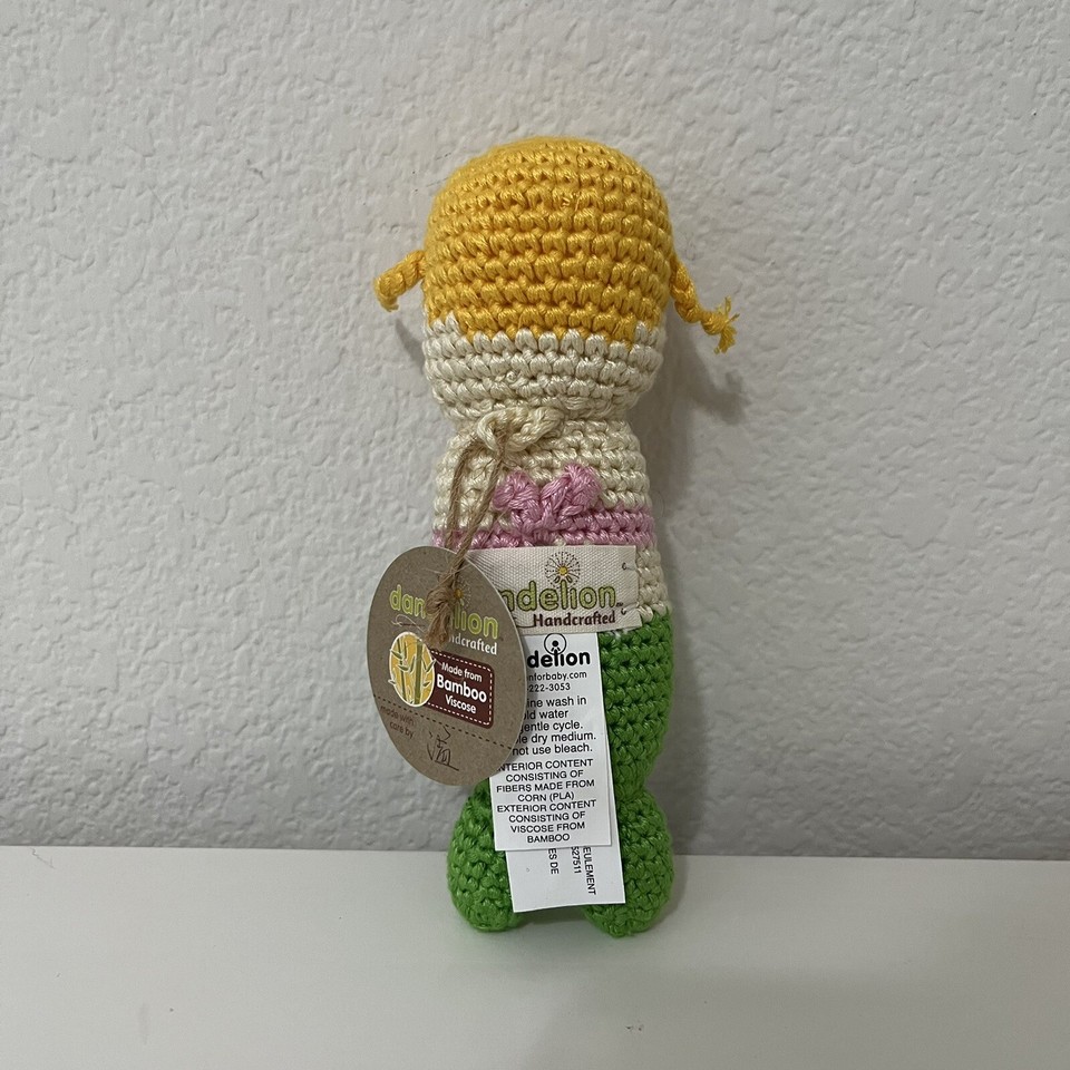 Dandelion Handcrafted Crochet Mermaid Baby Rattle Plush Lovey Toy