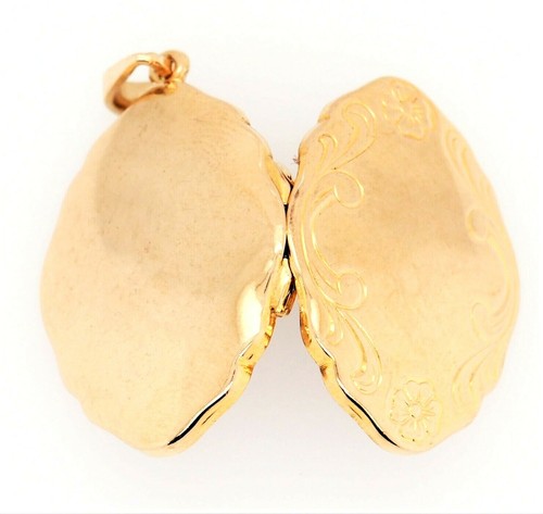 9ct Yellow Gold Hinged Opening Photo Pocket Engraved Pendant - 第 6/10 張圖片