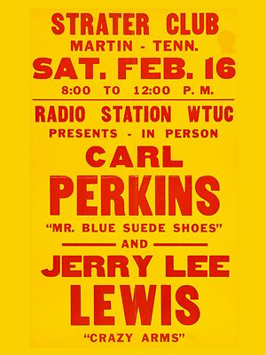 Carl Perkins / Jerry Lee Lewis 16'' x 12'' Photo Repro Concert Poster