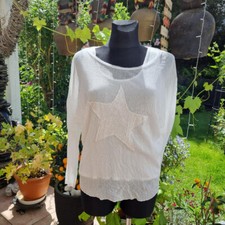 Langarm Netzshirt / Tunika mit dazugehörigem Tanktop Pailetten Gr. M in Weiß