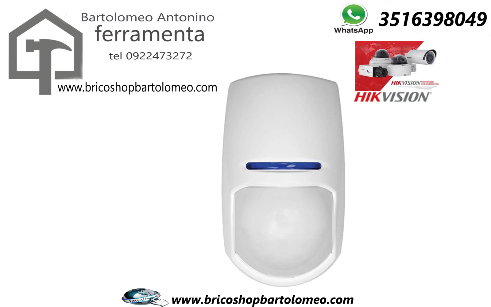 Hikvision DS-PD2-P10P-W Sensore Allarme Senza Fili per Cani e Gatti