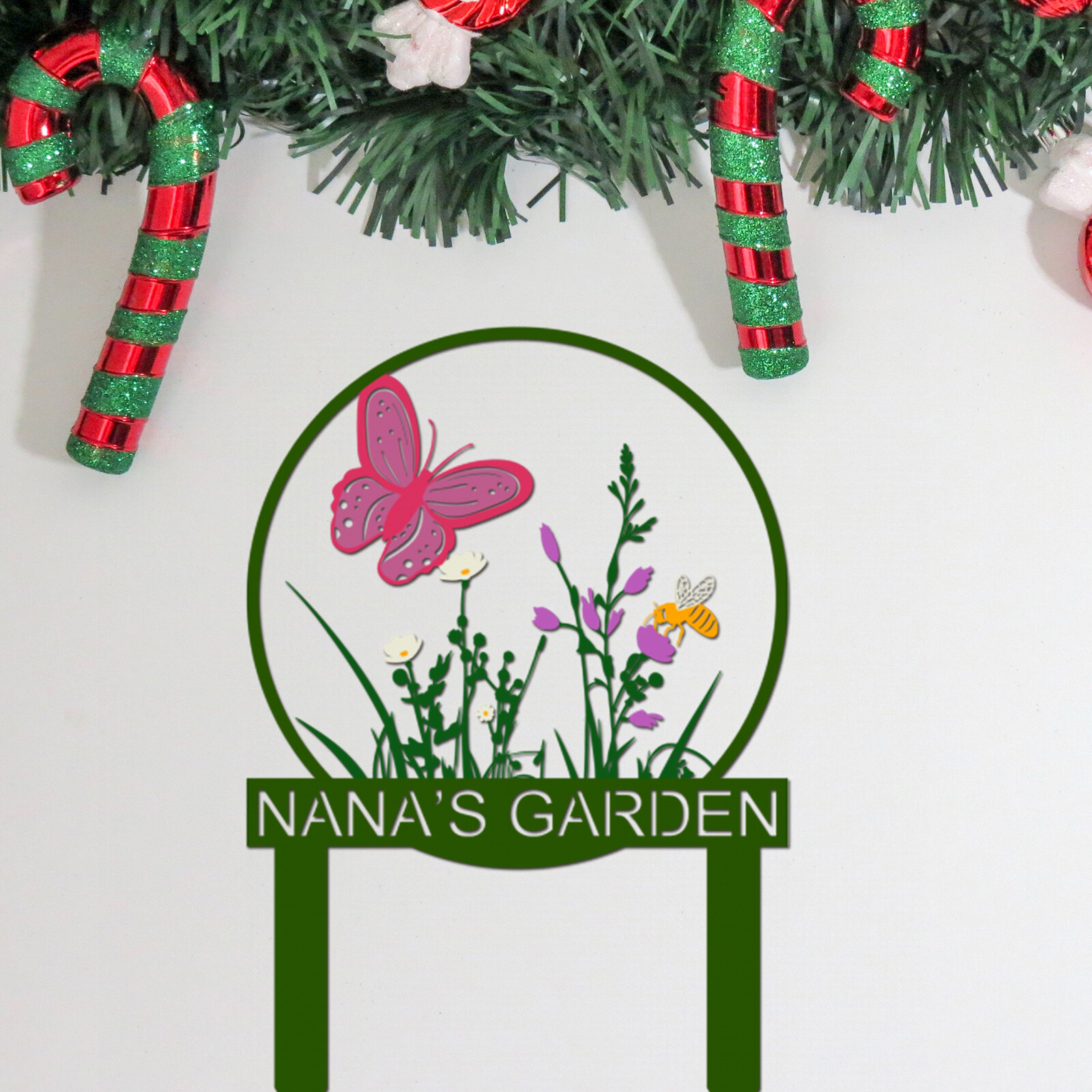 Custom Garden Stake Metal Sign,Personalized Garden Name Sign Flowers Art Decor