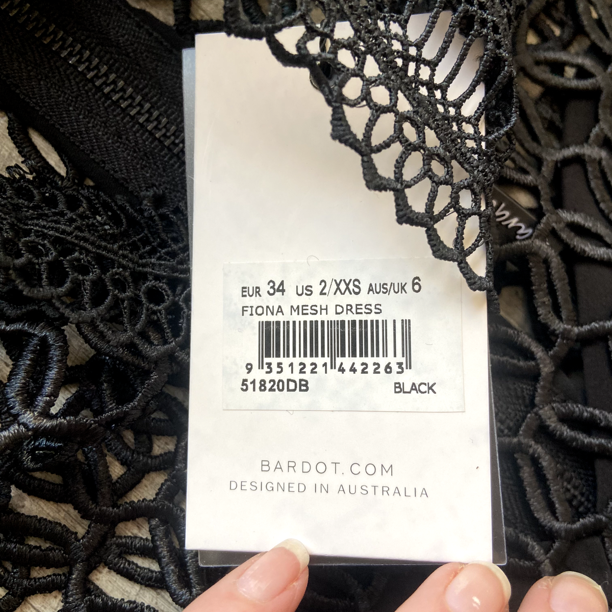 NWT BARDOT FIONA SHORT SLEEVE MESH LACE TRUMPET DRESS BLACK Sz 2 | eBay