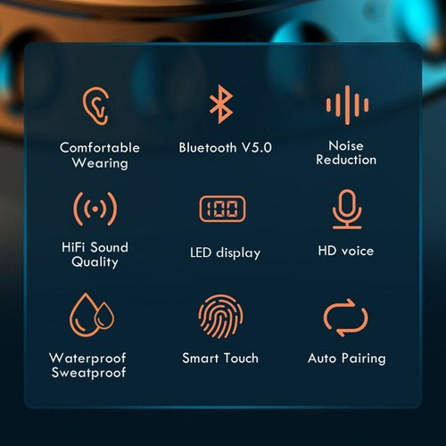 TWS Bluetooth 5.0 Headset Wireless Earphones In-Ear Earbuds Stereo Headphones - Picture 6 of 17