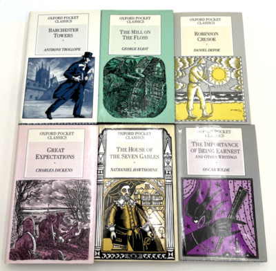 Lot of 6 Oxfords Pocket Classics Hardcovers Robinson Crusoe, Great Expectations