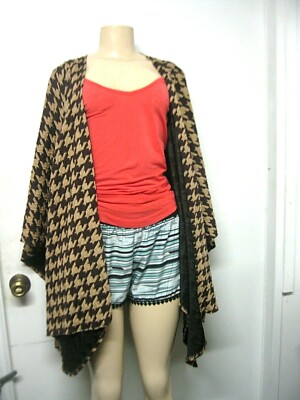 Antthony Women's One Size Fits All Houndstooth Patterned Wrap Poncho Accessorie