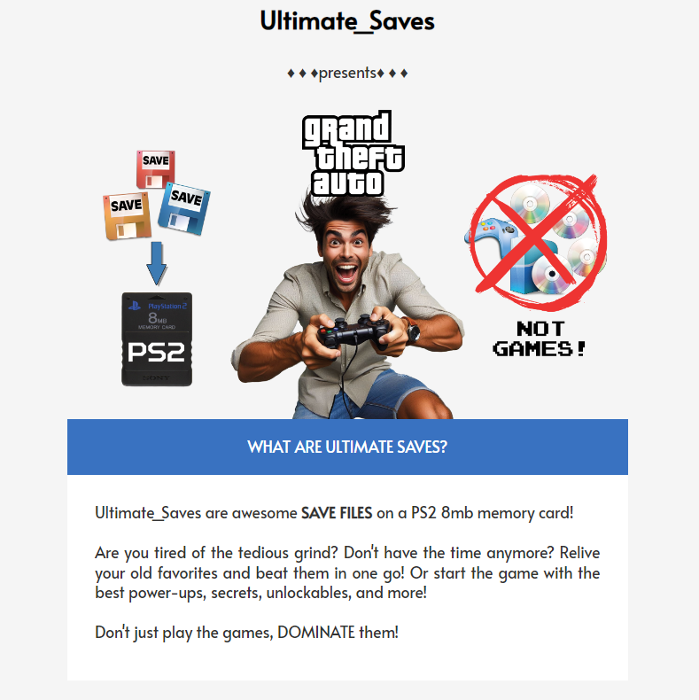 GRAND THEFT AUTO PS2 | MEMORY CARD SAVES | Vice City San Andreas