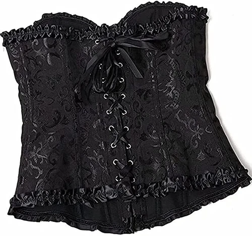 Damen Sexy Überbrust Taille Trainer Schnür Korsett Vintage Bustier Top Übergröße - Bild 4 von 28