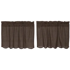 New Primitive Country Farmhouse Rustic BLACK CAFE TIERS Panels Curtains 24"