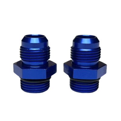 2Pcs ORB-8 O-Ring Boss to AN8 8AN Flare Straight Male Adapter Fitting -8 Blue