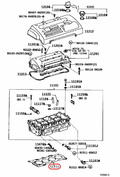 Toyota Genuine COROLLA 2002/01-2008/01 GASKET, CYLINDER HEAD 11115-22060 OEM - Image 3 of 4