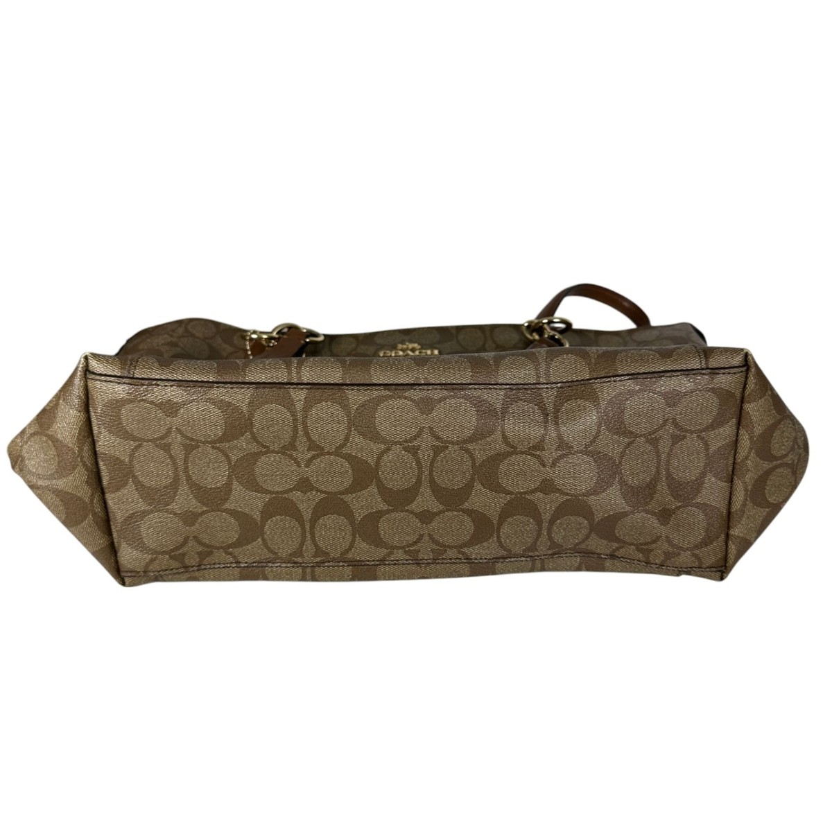 Coach Signature Ava Gold Chain Brown/Beige Tote Shoulder Bag
