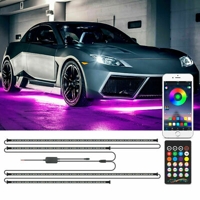 RGB LED Underglow Lights For Cars - Bluetooth Music Sync Underbody Lighting Kit