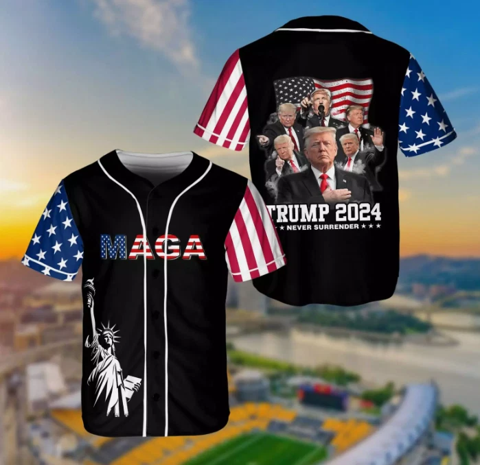 Trump 2024 Never Surrender 47th President Baseball Jersey Shirt