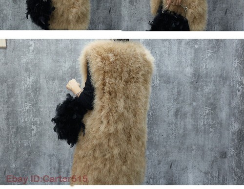 Women Real Ostrich Feather Fur Vest Coat Winter Warm Waistcoat for Party Dinner - Picture 9 of 23