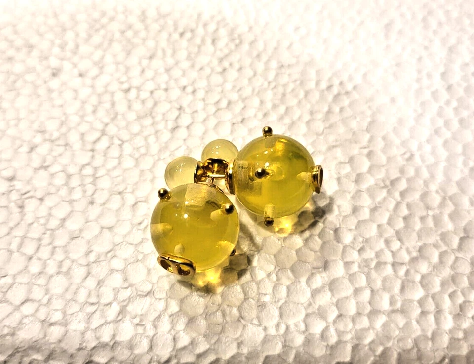 Brincos perfurados Christian Dior Tribales gota de limão lucite ouro novo sem etiquetas caixa autêntica - Imagem 2 de 4