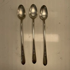 Wm Rogers 1941 PRISCILLA LADY ANN Silverplate 3 Iced Teaspoons Flatware