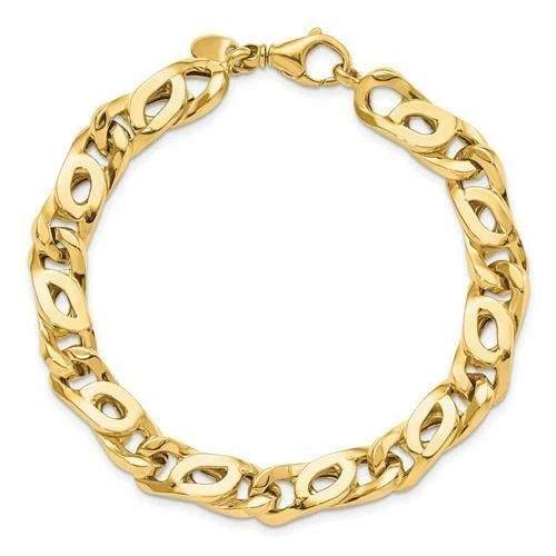 14k Solid Gold Hand Made Unique Italian Link Design Men s Bracelet 15.4 Gr Gift