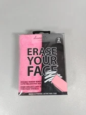 New Erase Your Face Reusable Make-Up Removing Cloths, Pink and Black, 2 Cloths 