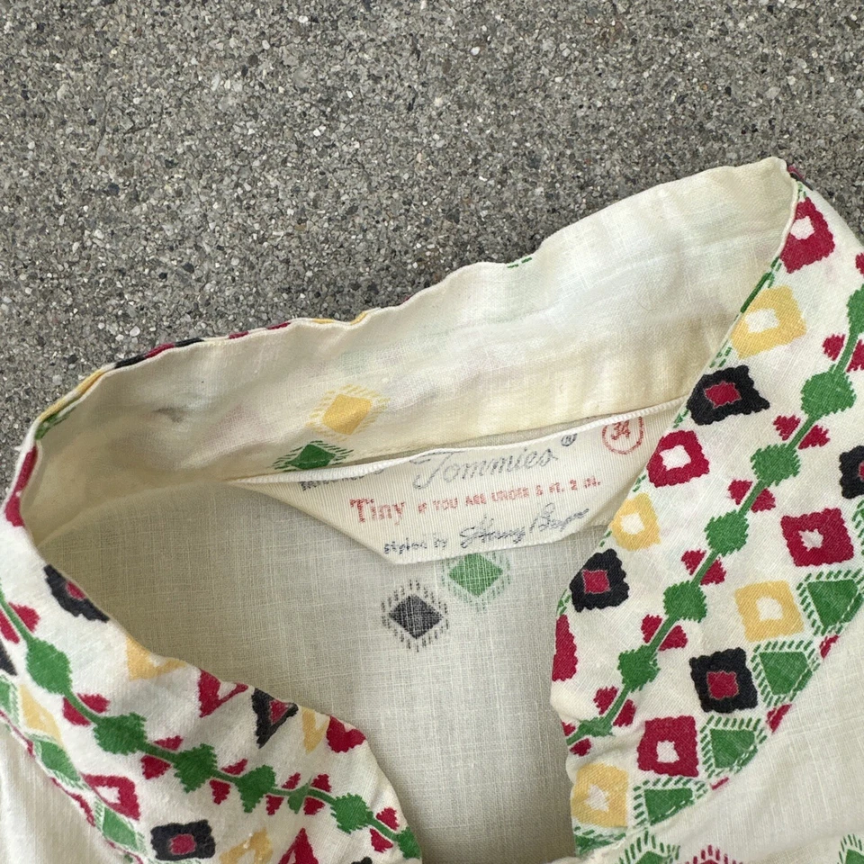 复古 20 世纪 40 年代 50 年代装饰艺术印花睡衣休闲套装连身裤 2 件上衣裤子 — 第 3/4 张图片