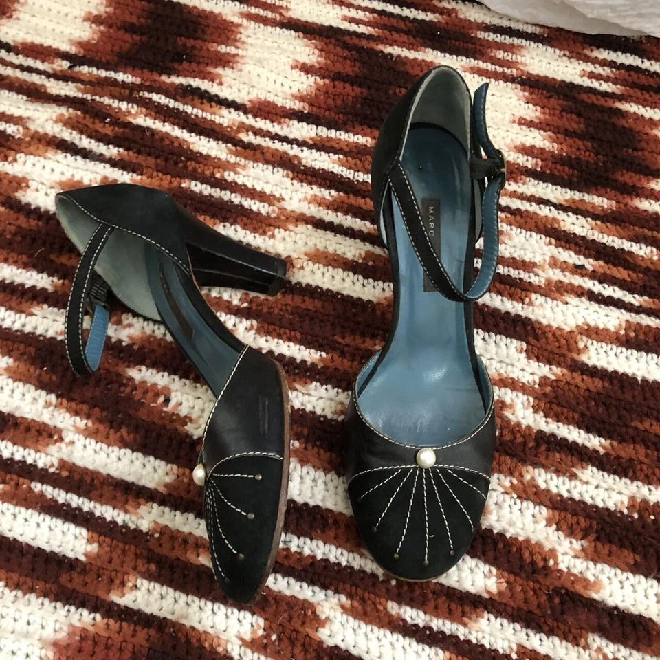 Zapatos de salón vintage Y2K Marc Jacobs gamuza cuero perla coqueta gótica Italia-8,5 M Foto 3 de 4