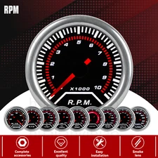 Universal 2" 52mm Tachometer Gauge Tacho Meter White LED 0~10000 RPM Smoke Lens