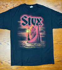 Styx Ferryman Tour Tee Shirt Sz L Concert Rock Band Grim Reaper Black