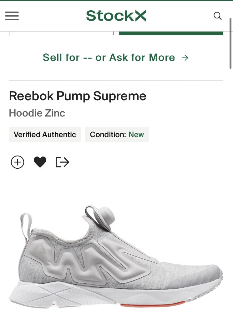 Reebok Pump Supreme hoodie beams collab Unisex Adults US8 Lightweight Runners