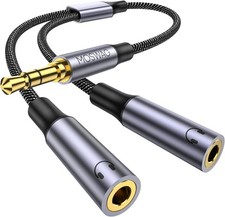 MOSWAG Headphone Splitter 3.5mm Stereo to Dual 10 Inch/25 cm, Black