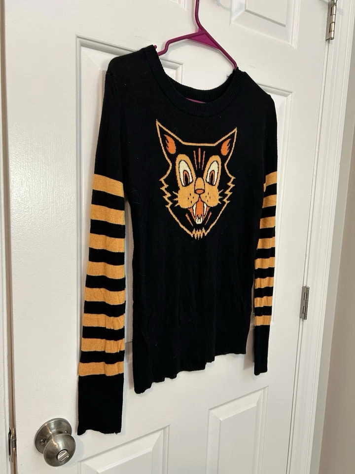 Suéter Sourpuss Gato Negro Retro Pinup Gótico Rockabilly Estilo Vintage Talla L Suave Foto 2 de 4