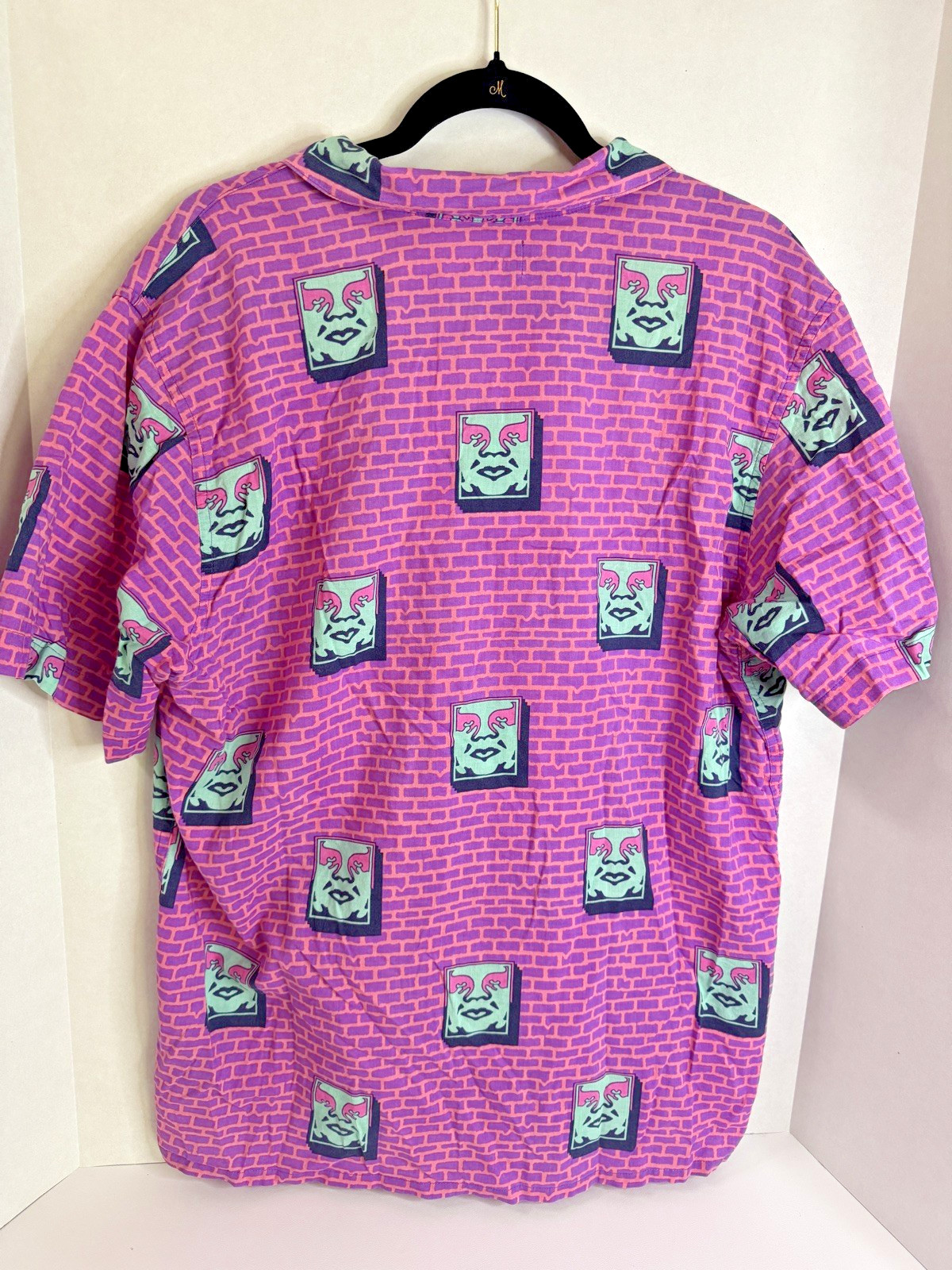 OBEY Propaganda Brick Pattern Button Down Shirt M… - image 2