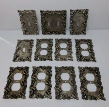 Vintage MCM Metal Light Switch & Plug Plate Covers Amer Tack & HDWE 1960s Decor