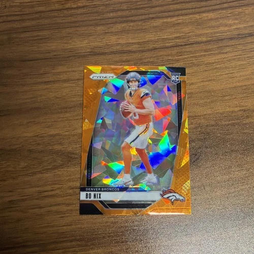 2024 Panini Prizm Bo Nix Orange Cracked Ice Prizm Rookie Card #309 Broncos RC