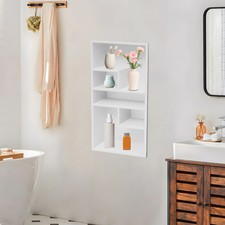 Recessed Wall Niche Cabinet 24" x 14" Matte White Stainless Steel Shower Niche