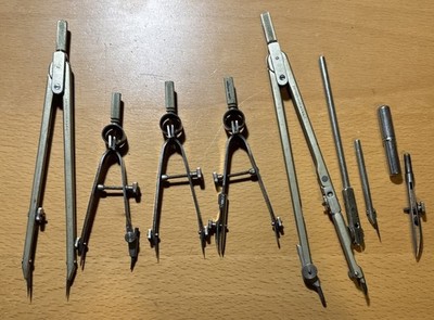 Vintage Dietzgen Made In USA Drafting Compasses