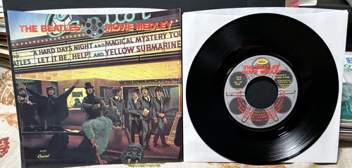 NM/NM • The Beatles Movie Medley / Happy just to Dance 45 Picture Sleeve capitol