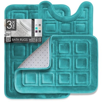 Bathroom Rugs, Velvet Memory Foam Bath Mat, Non-Slip Bath Rugs, Machine Wash,...