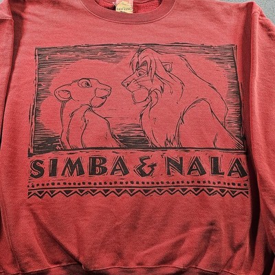 Vintage Disney Lion King Sweatshirt Mens XL Red Crewneck Simba 