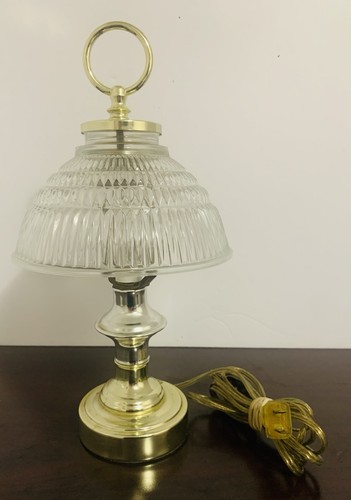 Vintage Small Crystal Glass Gold Boudoir Nightlight Lamp Plug In