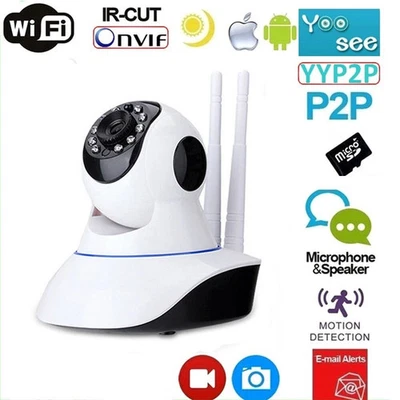 TELECAMERA INTERNA WIFI 1080P HD WIRELESS SD IP CAMERA MOTORIZZATA IR INFRAROSSI - Immagine 1 di 4