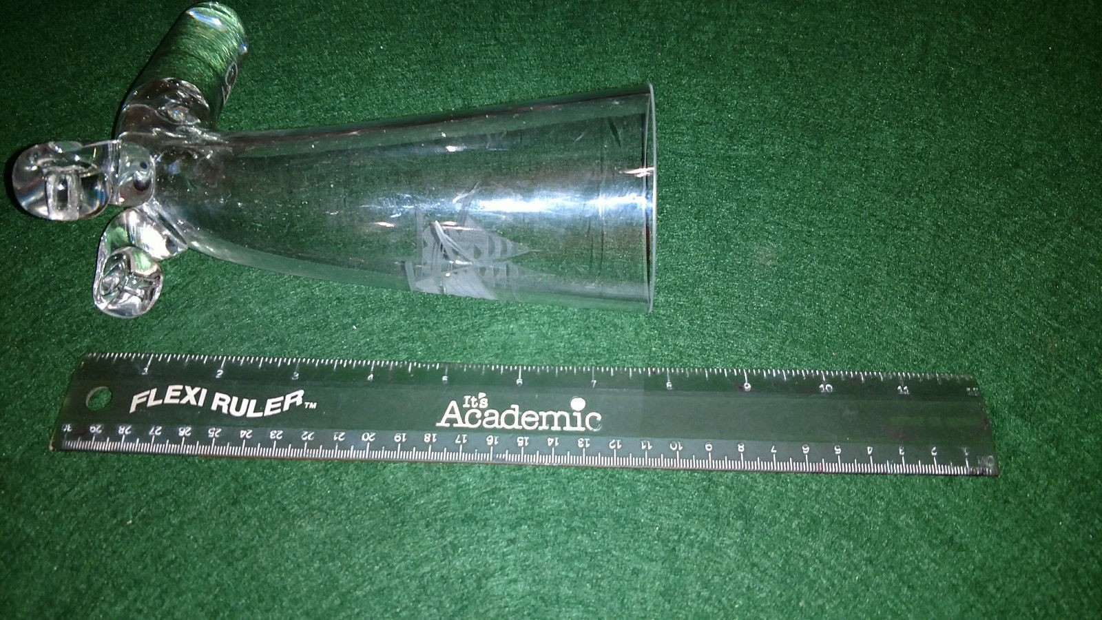 Drinking Glass Boot Shaped with Etched Nautical Clipper Ship 8"