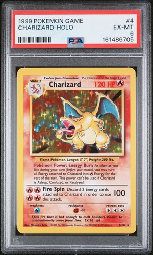 1999 POKEMON BASE SET UNLIMITED #4 CHARIZARD-HOLO PSA 6