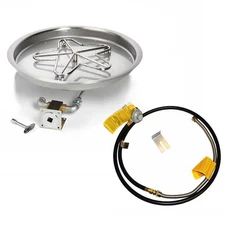 HPC Fire Match Light Gas Fire Pit Kit, 19in. Pan 12in. Torp Burner, LP Gas Small