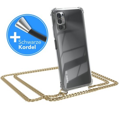 Für Xiaomi Redmi Note 10 5G Handyhülle zum Umhängen Kordel Tasche TPU Kette Gold