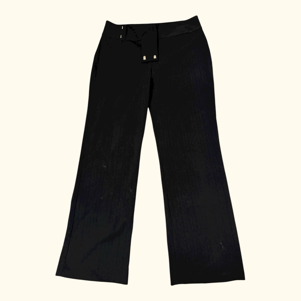 Pantalones pantalón IZ Byer para mujer juniors negros a rayas 13 piernas anchas tiro alto defectos Foto 4 de 4