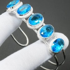 Blue Topaz  Sterling Silver 925 Cuff Bracelet