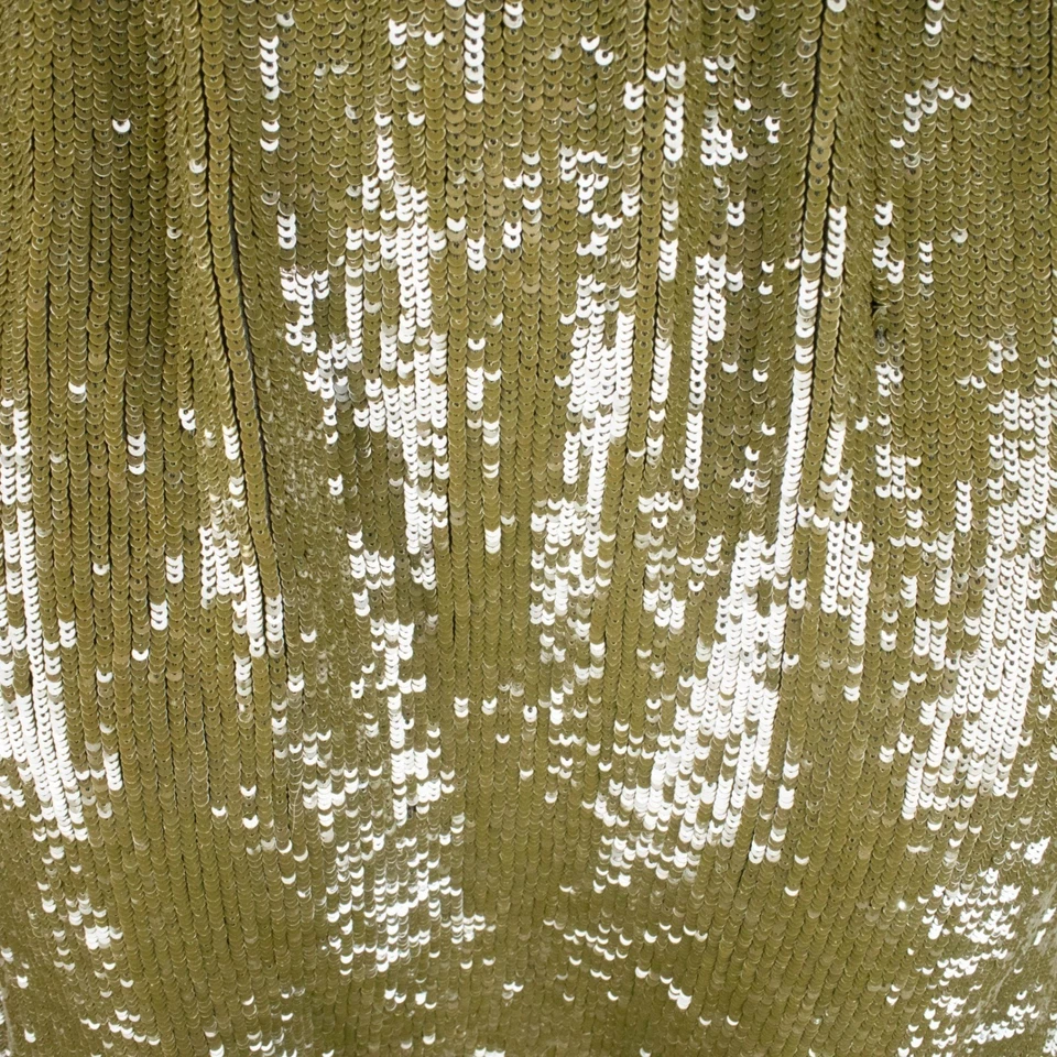 Mini Vestido Halter Lentejuelas Alta Hippie 100% Seda Blusa Fiesta Verde Oliva XS Foto 3 de 4